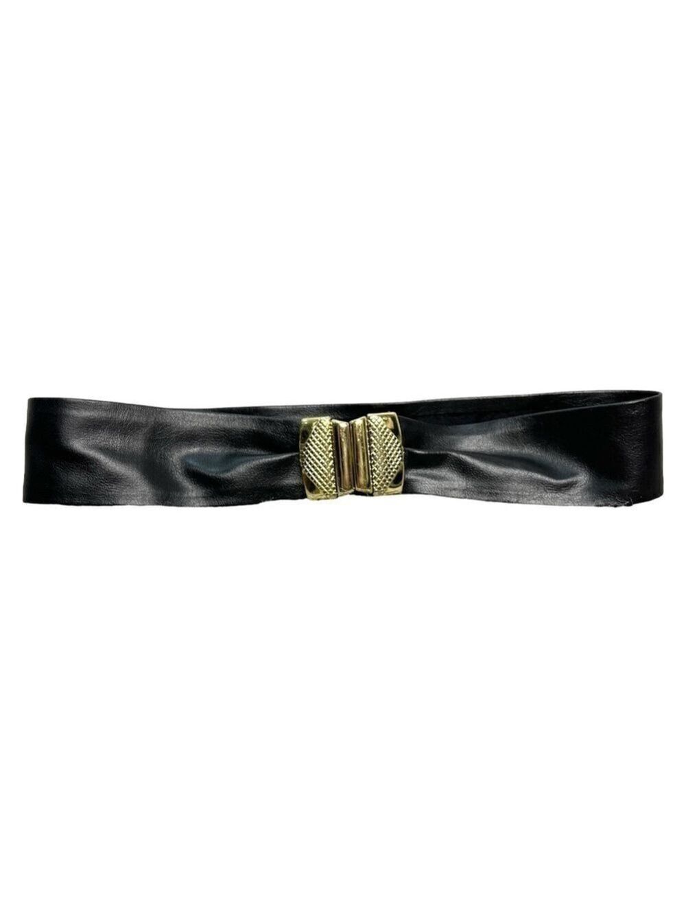 Vintage 80s Gutos black gold metal clasp retro wide belt